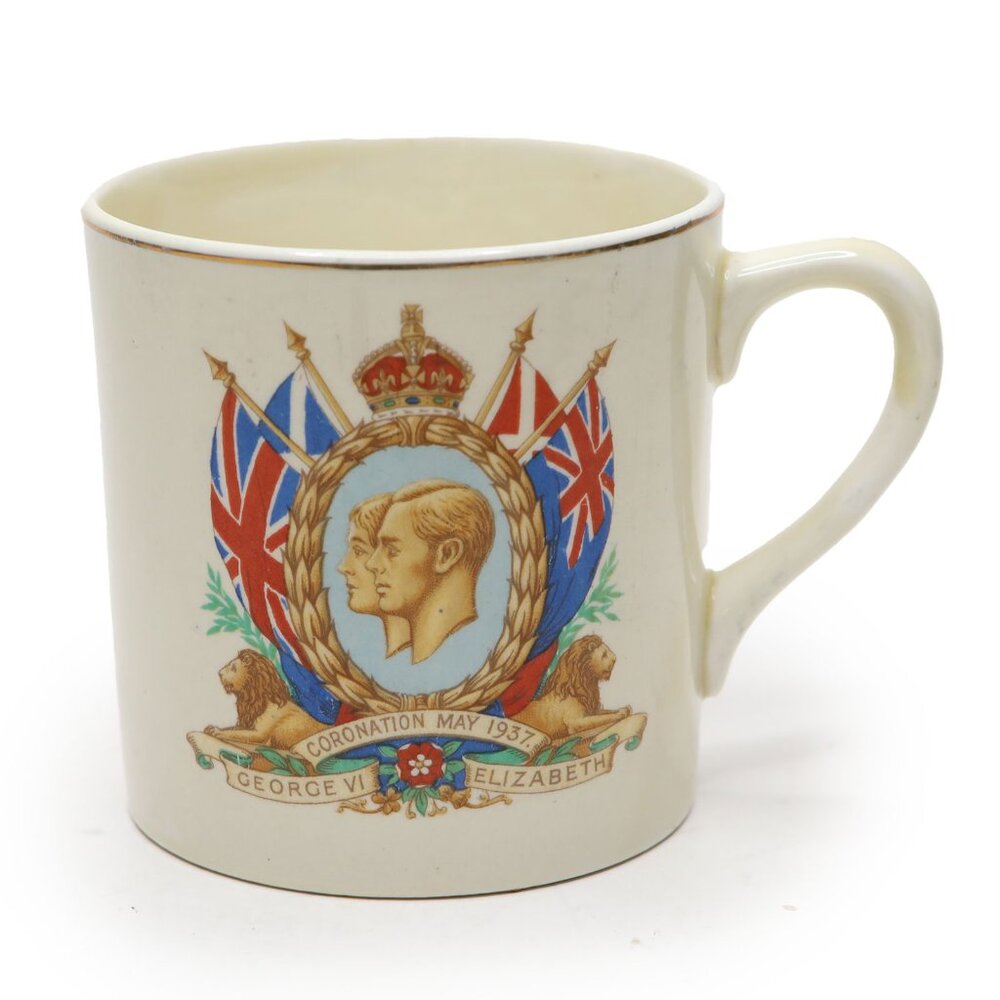 Vintage 1937 King George VI & Queen Elizabeth Coronation Mug BCM Nelson Ware